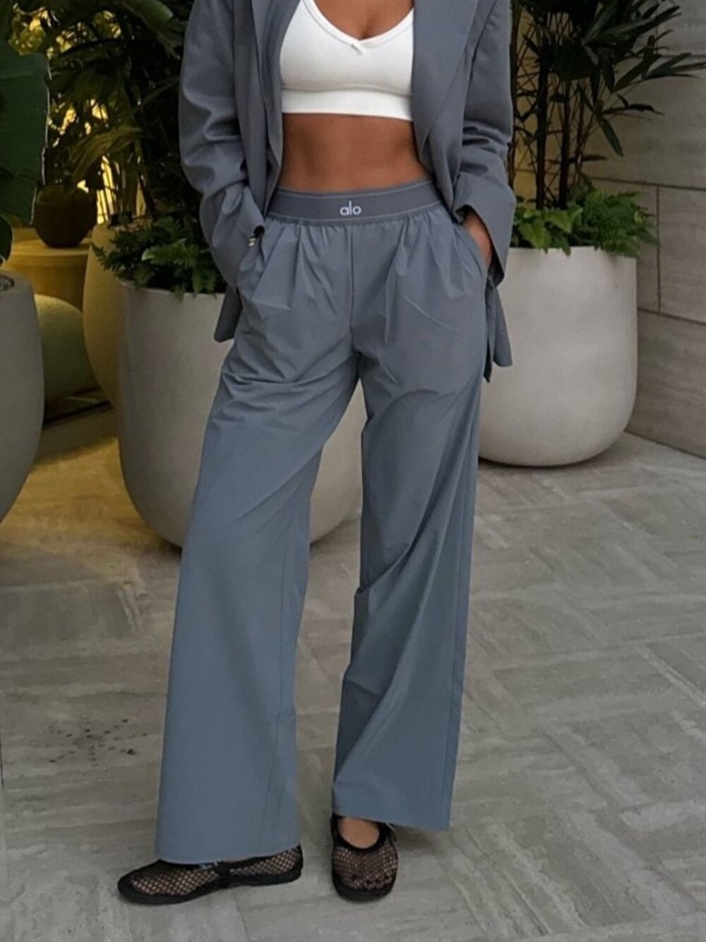🧿Alo Yoga Suit Up Trouser Steel Grey Regular(30-inch)Tailored Look